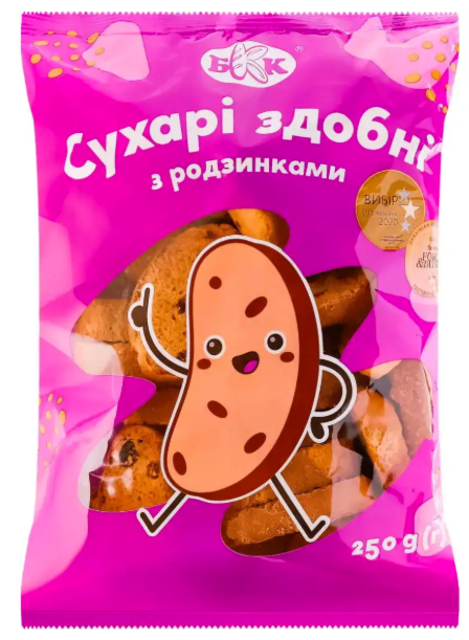 Сухарі БКК здобні з родзинками, 250 г